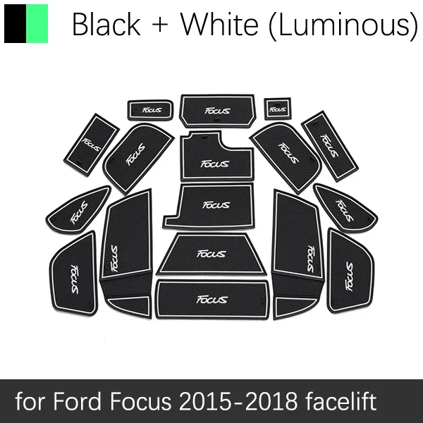 Противоскользящими резиновыми затворный слот, циновка чашки для Ford Focus 3 3,5 Mondeo Fusion mustag Fiesta 2013 аксессуары - Название цвета: White Focus3.5 15-18