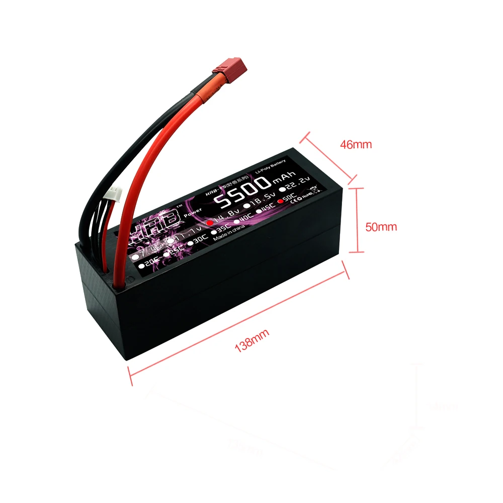 HRB RC 1/8 1/10 автомобильный Lipo 4S 14 8 V 5500mah 50C Max 100C Жесткий Чехол для батареи