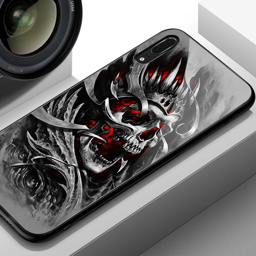 Чехол для huawei mate 10 Pro, чехол из закаленного стекла с изображением черепа для huawei mate 9 10 Pro P10 P20 Honor V9 V10 Play Nova 3e - Цвет: 01102