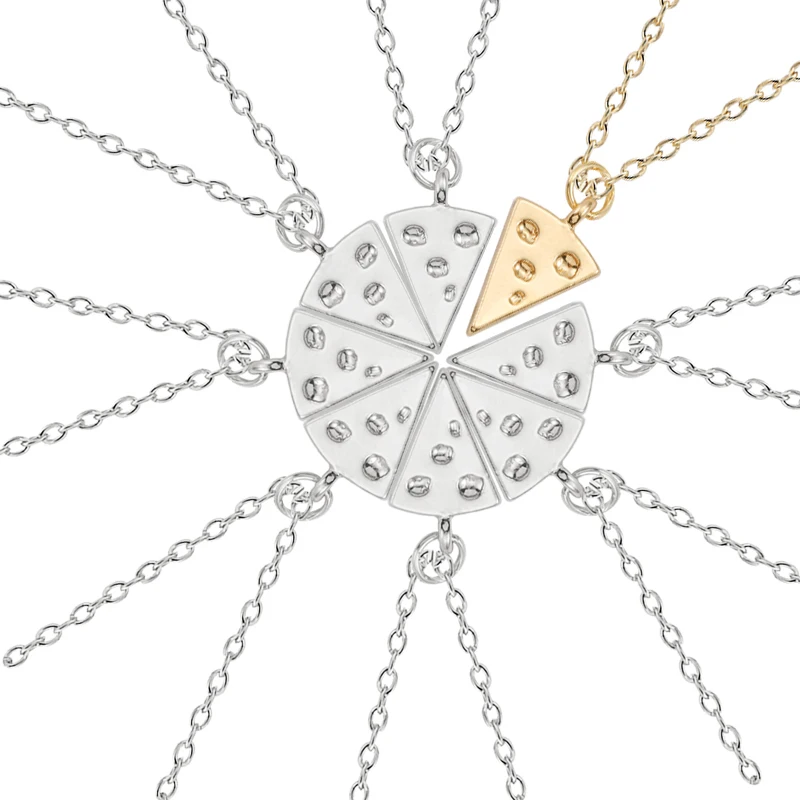 

Fashion Pizza Platter Pendant Necklace Best Friends Share Beautiful Things Golden 2 Color Jewelry Gift Dropshipping
