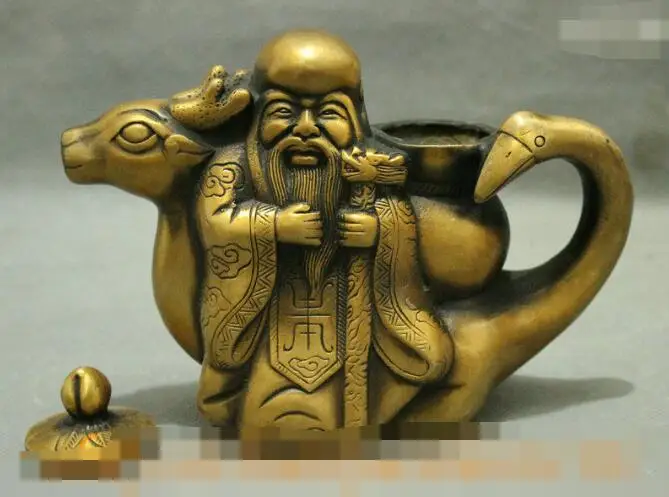Free shipping S03028 Chinese Bronze Collect Deer Goose Longevity Shou Star God Statue Wine Pot Teapot | Дом и сад