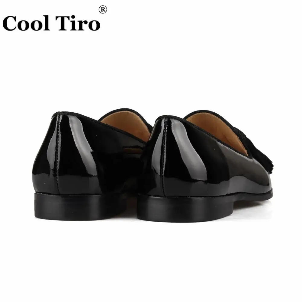 Cool Tiro Tassels Patent leather Loafers Men Moccasins Slippers Formal Wedding Men's Dress Shoes Round Toe Business Casual Flats | Обувь