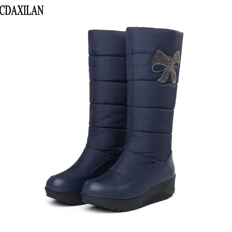 

CDAXILAN new arrivals snow boots women down thickened plush boots warmth legs mid-calf boots mid heel wedge shoes ladies winter