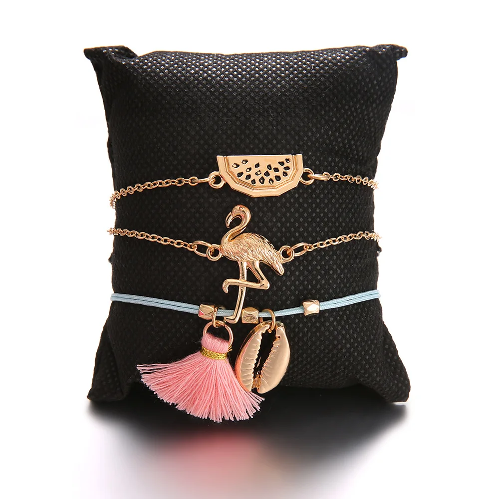 36 шт./лот браслеты шармы в виде арбуза и птицы с розовыми кисточками для женщин