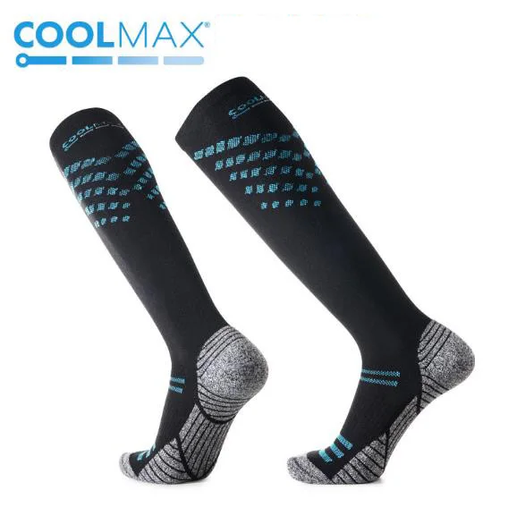 

Men Knee-Long Compression Breathable Coolmax Performance Keep Cool Fast Dry Terry Cushion Basketball Running Outdoor Sport Socks