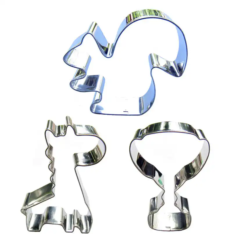 

3 шт. приз в виде белки и жирафа, резак для печенья из нержавеющей стали, машина для тиснения печенья, кондитерские формы, инструменты для укр...