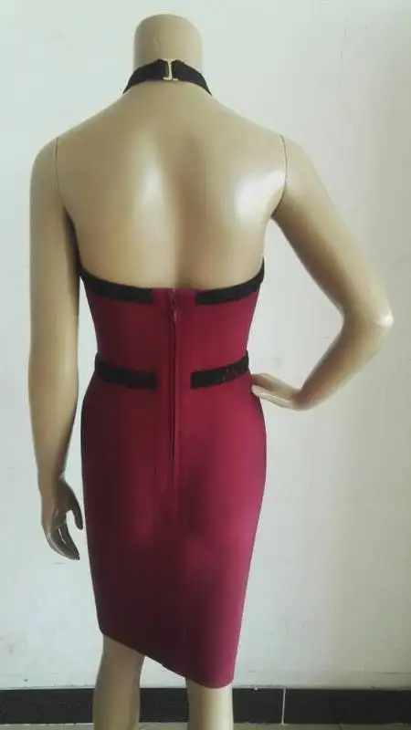 Летние модные пикантные Холтер спинки цвет красного вина Бандажное платье 2017