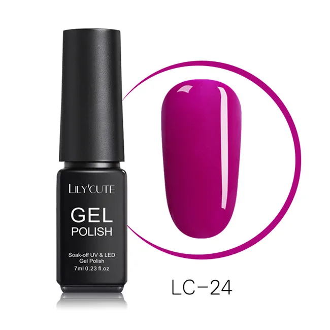 LC-24 LILYCUTE 7ml Nude Glitter Gel Nail Polish Shimmer Pink Purple Soak Off UV LED Gel Polish Varnish Nail Art Lacquer - Цвет: LC-24