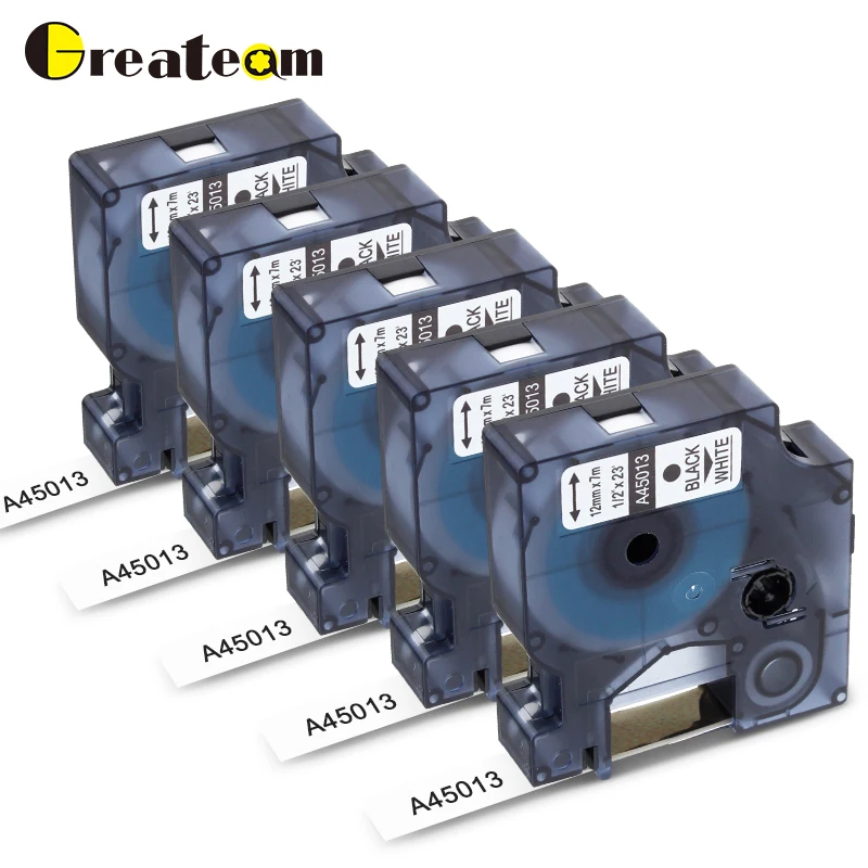 Greeneam 5 шт. 45013 S0720530 для Dymo D1 12 мм лента маркировки dymo черные на белые ленты с лейблом