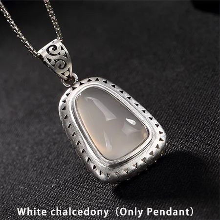 White chalcedony Инкрустация природным камнем халцедонский Жемчуг полые подвеска Павлин Серебро 925 пробы для Для женщин Цепочки и ожерелья подвеска ювелирные изделия P03 - Цвет камня: White chalcedony