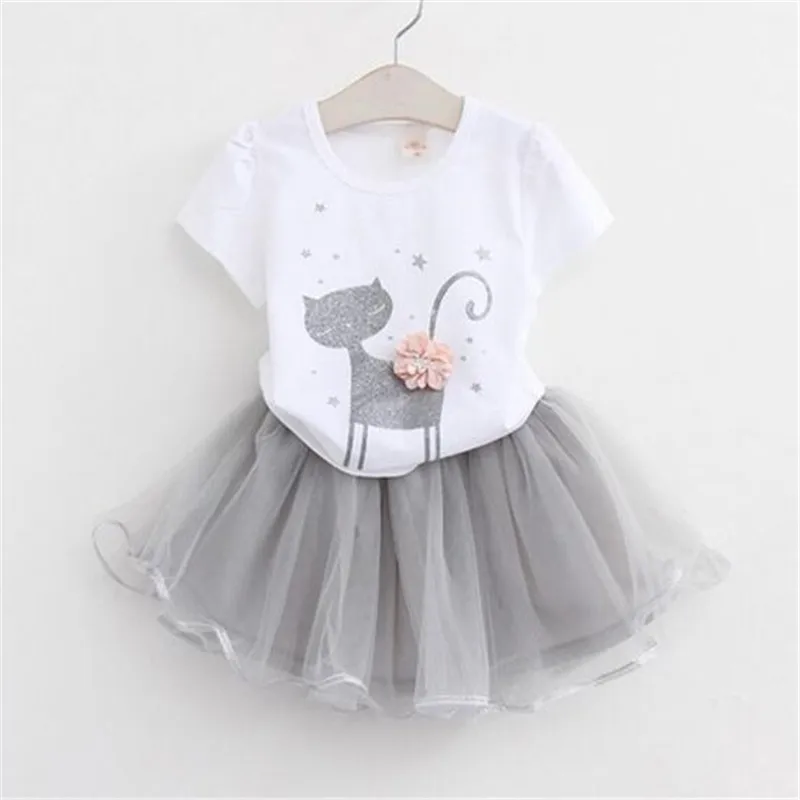 Комплекты одежды для девочек 2018 брендовая одежда белая футболка с рисунком и