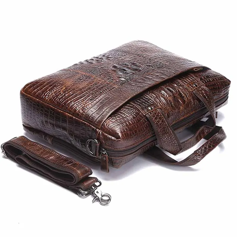 Yishen аллигатора узор из натуральной кожи Для мужчин Портфели Бизнес Сумки Винтаж
