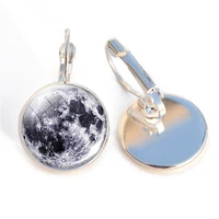 solar system hoop earrings for women glass cabochon galaxy nebula planet hook earrings ear jewelry christmas gifts