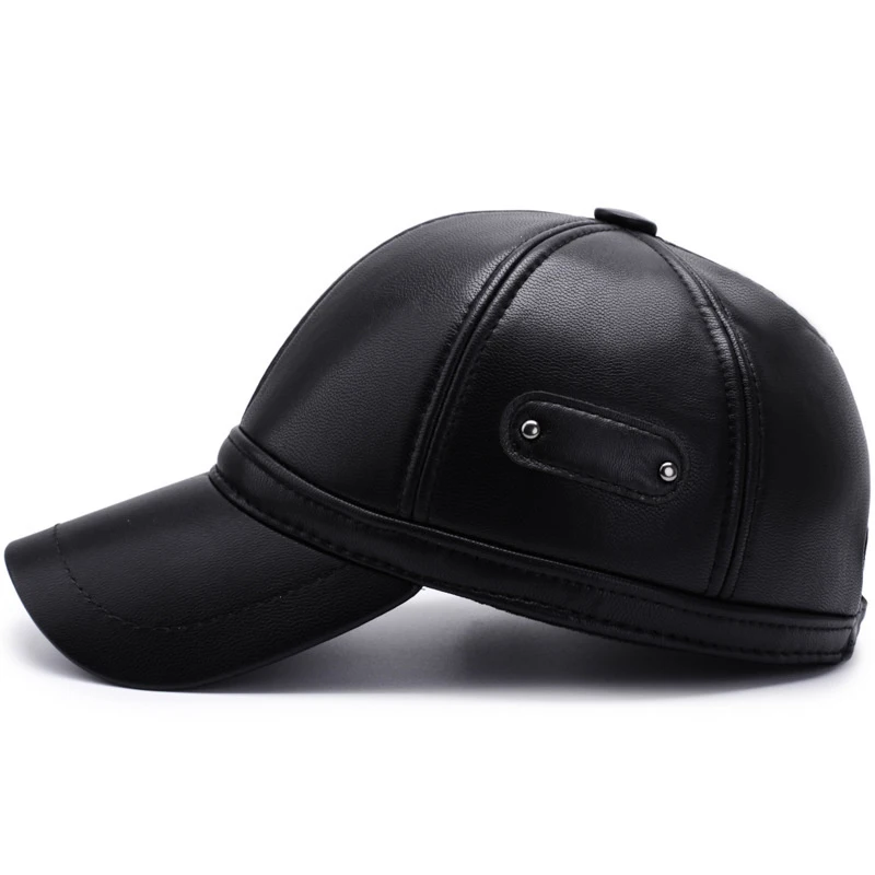 Высококачественная зимняя мужская кожаная бейсбольная кепка s с наушниками