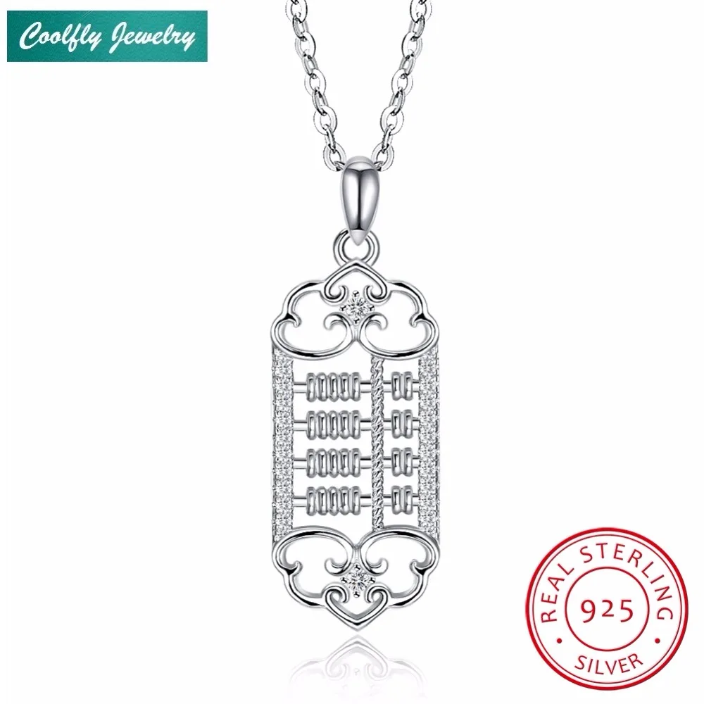COOLFLY Мода 925 пробы серебро циркония Проложить счеты ожерелья и подвески для Для