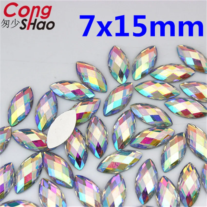Cong Shao 200Pcs 10 Size Shape Clear AB Rhinestones Trim Flat Back Crystals and Stones Resin Beads For DIY Wedding Dress YB738 | Дом и сад