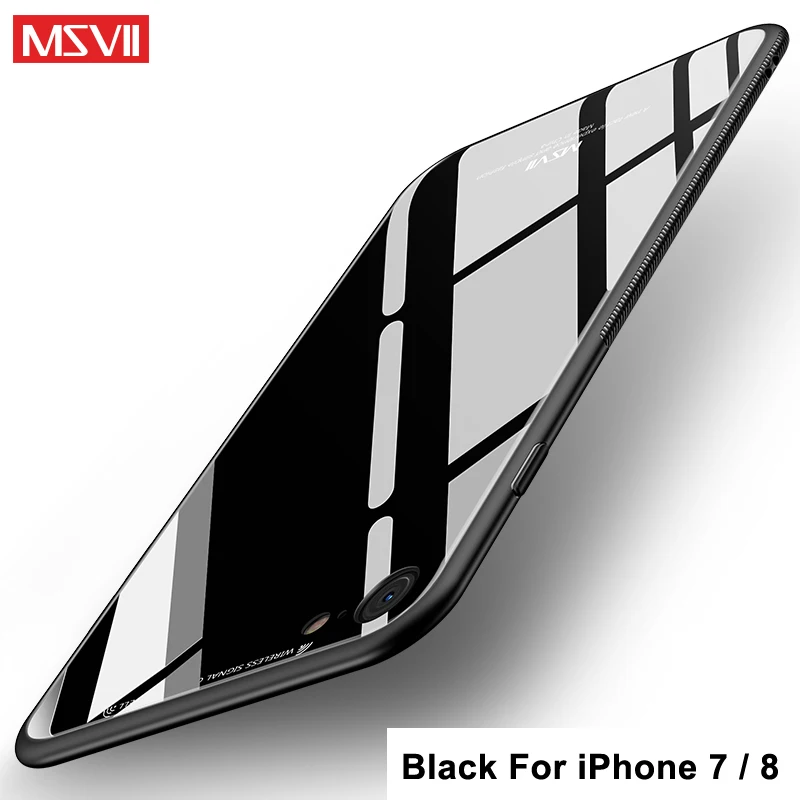 Black 8 MSVII для iPhone 8 чехол стекло Coque для Apple iPhone 7 7 plus чехол силиконовая рамка+ Зеркальное стекло крышка для iPhone 8 plus чехол s - Цвет: Black 8