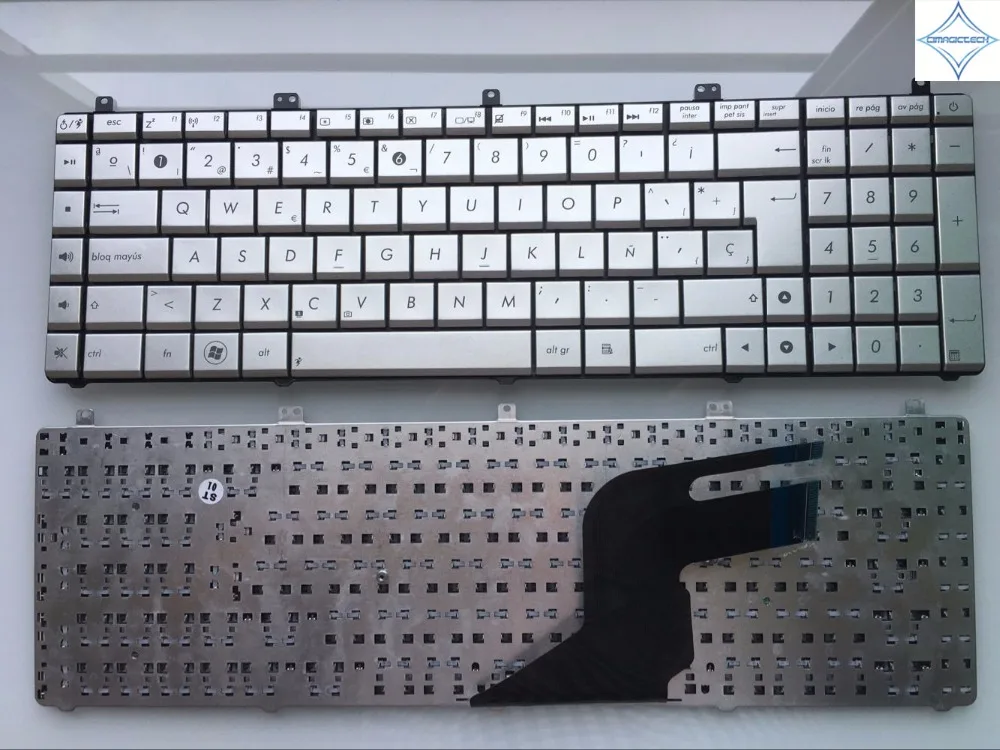Клавиатура для ноутбука Asus N55 N55S N55SF N55SL silver sp испанская|laptop keyboard|keyboard for asuslaptop keyboard