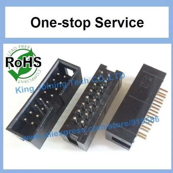 50 шт. 2 54 мм заголовки коробки 16 контактов 2x8 прямой IDC разъем DC 16P|connector|connector capconnector