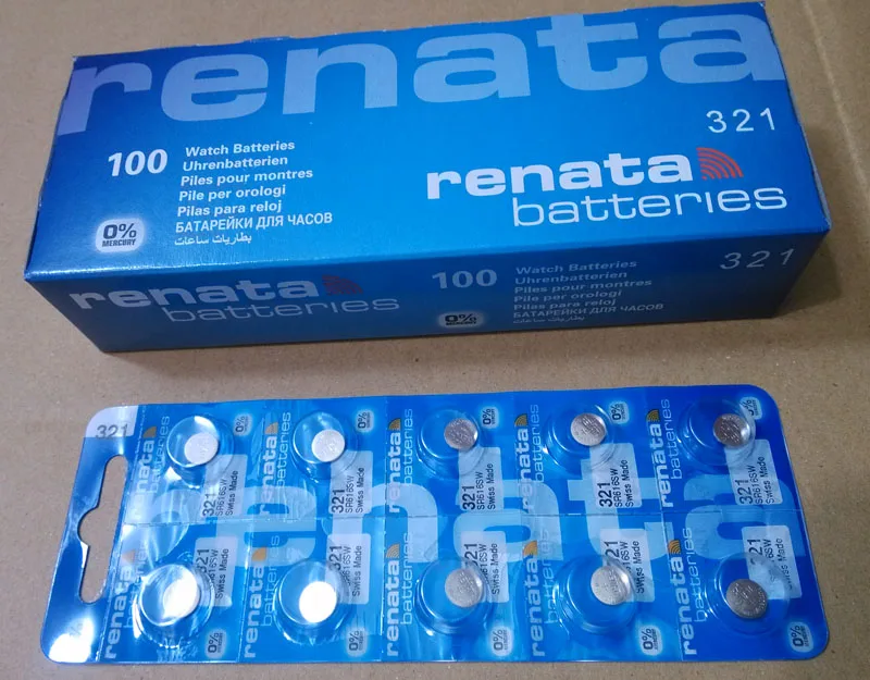 100Xrenata Серебряная оксидная батарея для часов 321 SR616SW 616 1 55 V 100% оригинальный бренд