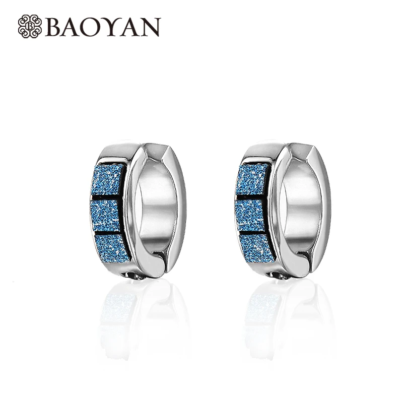 Baoyan 316L шикарные модные серьги кольца из нержавеющей стали серебряного цвета с