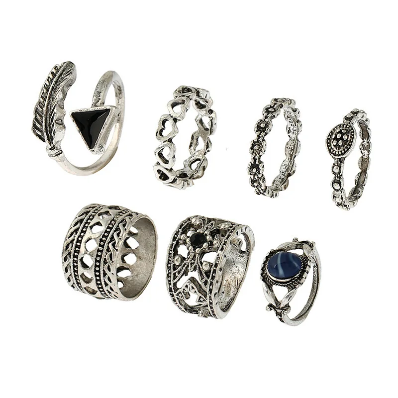 Винтаж Мода Knuckle Кольца Набор для Для женщин Boho геометрический Цветочное сердце
