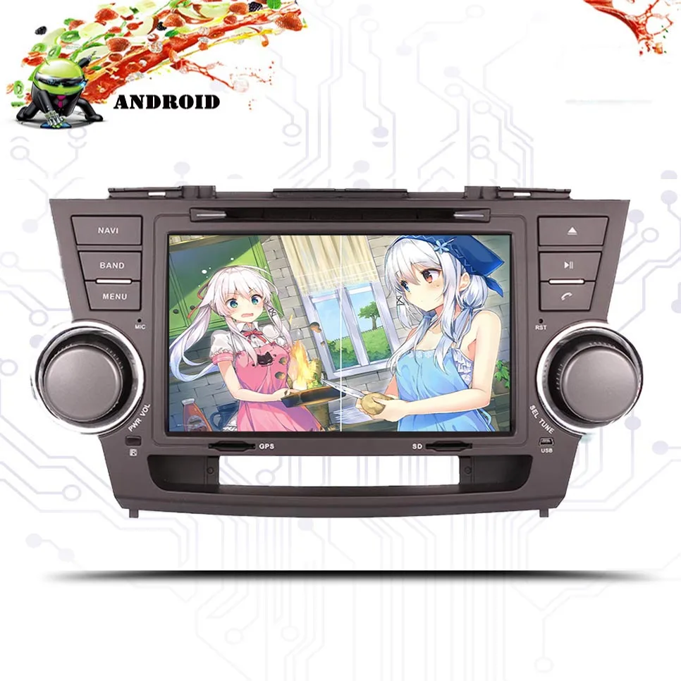 Восьмиядерный 8 &quotAndroid 10.0Car Radio GPS DVD Navi для Toyota HIGHLANDER 09 2010 2011 2012 2013 с навигацией Авто