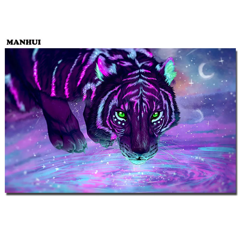 Алмазная 3D картина сделай сам флуоресцентный тигр квадратная мозаика для