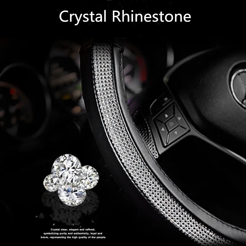 Чехол на руль автомобиля Crystal Стразы Кожаные чехлы для женщин и девушек
