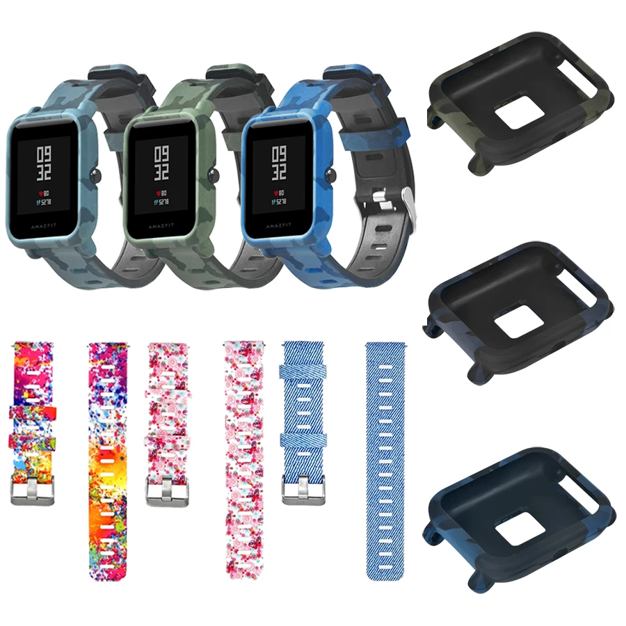 

For Amazfit Bip Strap Watchband + Protective Silicone Watch Case Cover For Amazfit Bip Accessories