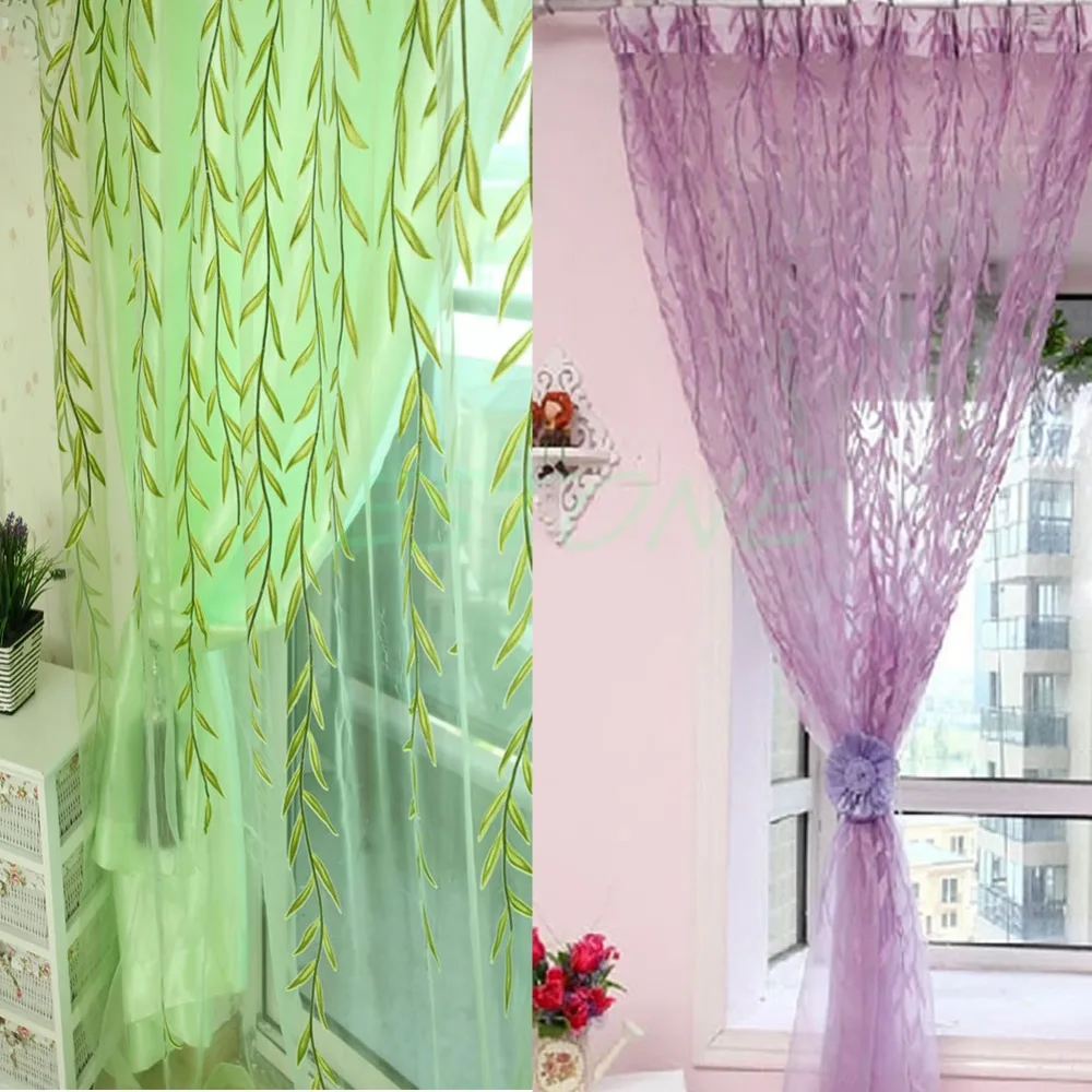 Тюль из ивового тюля для окон и дверей драпировка в виде листьев модный шарф | Дом