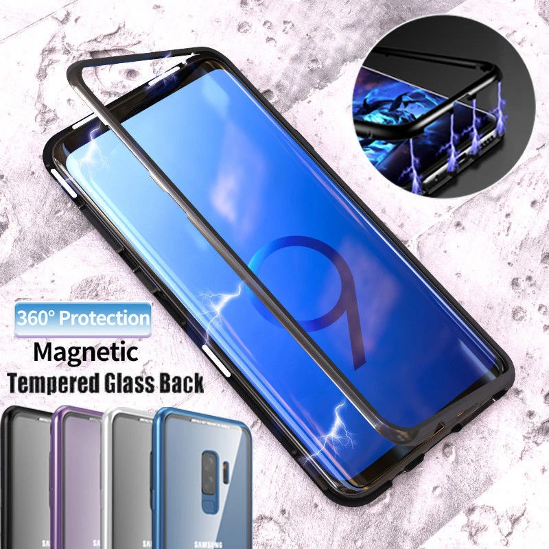 Магнитный адсорбционный металлический чехол для samsung s9 чехол из закаленного стекла для samsung Galaxy S8 plus Note 8 9 чехол s стильный корпус