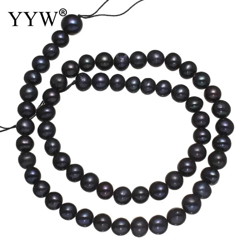 Бусины из пресноводного жемчуга для выращивания картофеля черные отверстие 6-7 мм