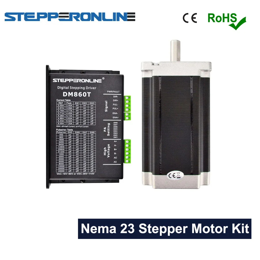 1 Ось Nema 34 CNC Комплект 13.0Nm-DM860T цифровой шаговый Драйвер 2,4-7.2A 18-80VAC или 36-110VDC+ 86x150 мм шаговый двигатель