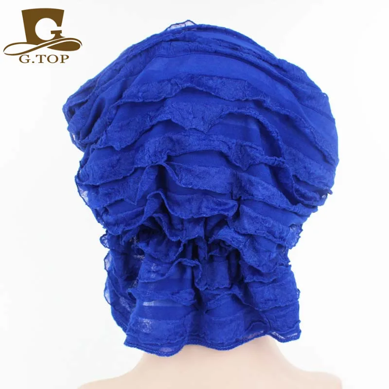 Шифоновая Кепка с оборками для женщин мягкая шапочка-тюрбан рака потеря волос