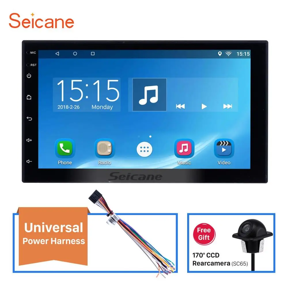 With Rear camera Harfey 2Din " универсальное радио bluetooth для NISSAN TOYOTA KIA VW hyundai Suzuki Honda Android 8,1 Wifi Автомобильный мультимедийный плеер - Цвет: With Rear camera