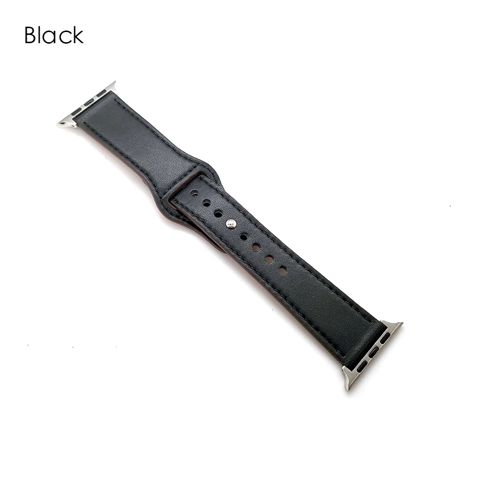 Черный Женский ремешок для часов Apple Watch 38 мм 42 мм кожаный ремешок для iWatch series 1 2 3 4 40 мм 44 мм мужской браслет - Цвет ремешка: Черный
