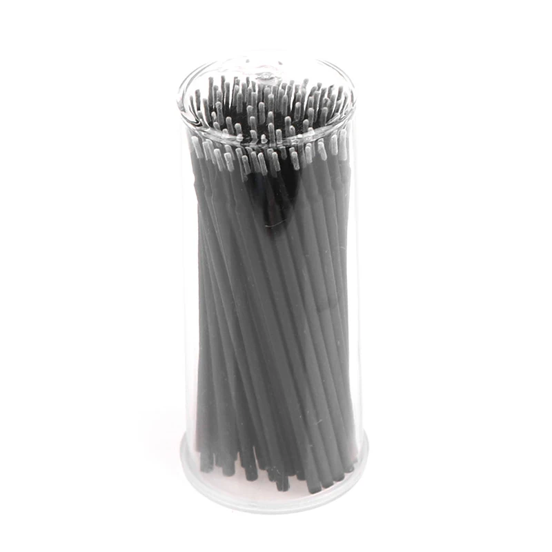 Черный 100 шт./упак. одноразовые зубные микро щетки Microbrush аппликаторы для ресниц для наращивания удалить накладные ресницы Pro ватный тампон - Цвет: Черный