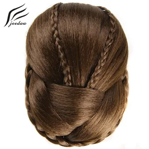 Jeedou J-36-2-1 Изысканный Плетеный шиньон многоярусные косички синтетические волосы пучок подушечка черный коричневый элегантный винтажный Updos