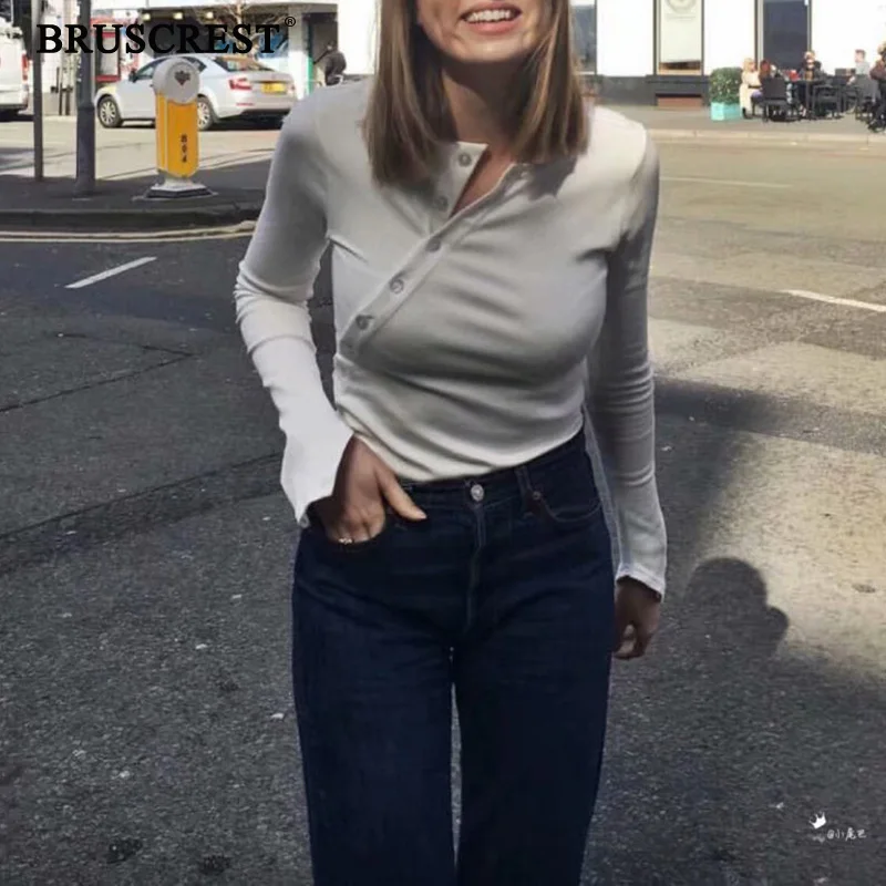 Женский боди с длинным рукавом черный белый косой пуговицей | Женская одежда