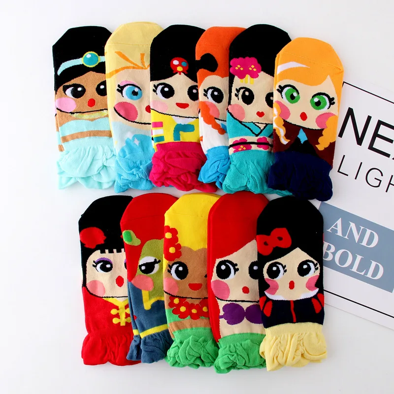 Носки женские короткие с рисунком русалки милые модные большими глазами для