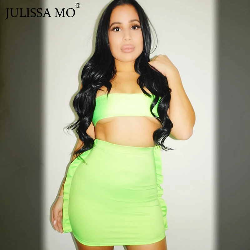 Женское неоновое мини-платье JULISSA MO с лямкой на шее и открытой спиной комплект из