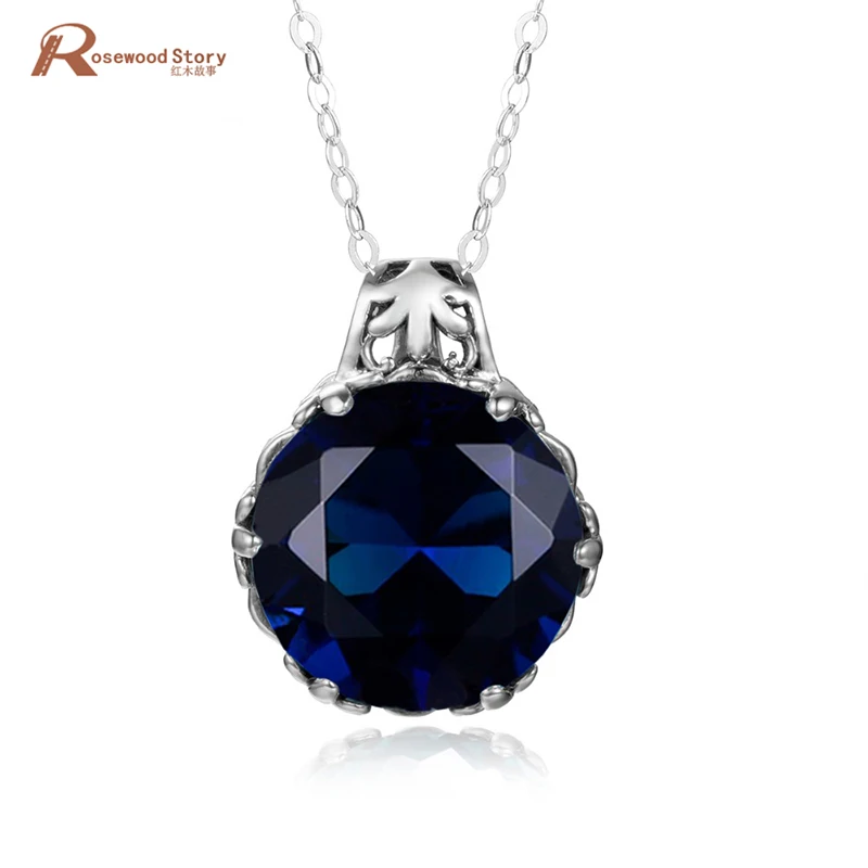 

Newest Gorgeous Fashion PendantS Wedding Jewelry Created Sapphire Statement Women Necklaces Pendants Soild 925 Sterling Silver