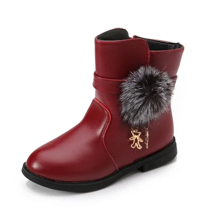 Winter Fashion child girls snow boots shoes warm plush soft bottom baby comfy kids leather winter boot for bab | Детская одежда и