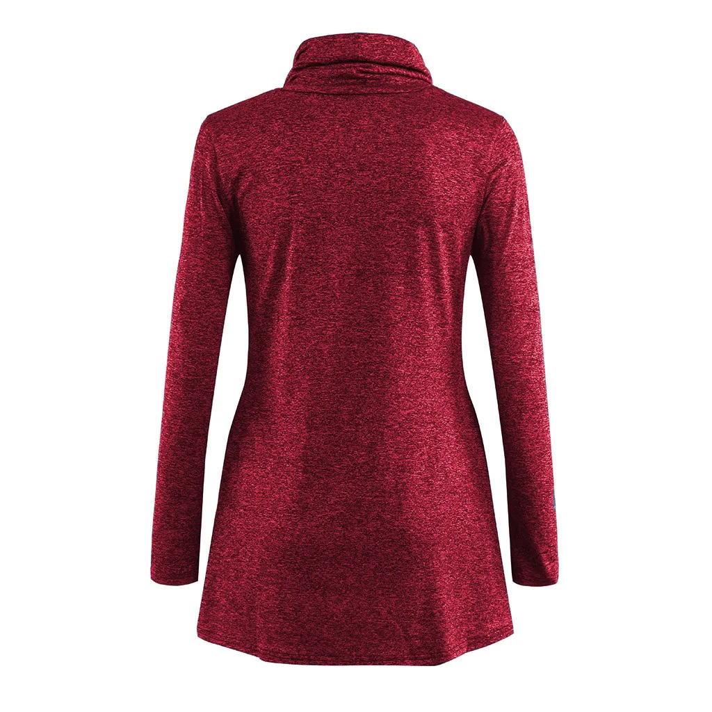 Womens Long Sleeve Cowl Neck Casual Sweatshirt Tops with Pockets harajuku hoodies sweatshirt streetwear sudaderas para mujer #3 | Женская