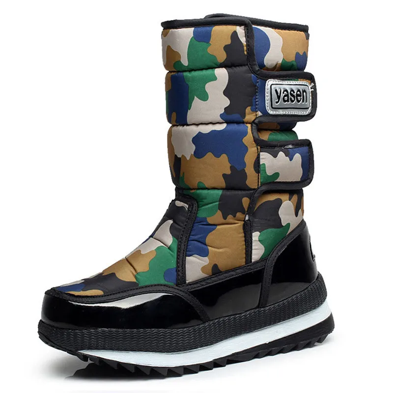 green camouflage Новые зимние женские сапоги до середины икры женские зимние сапоги, увеличивающие рост, водонепроницаемые теплые хлопковые сапоги до середины икры - Цвет: green camouflage