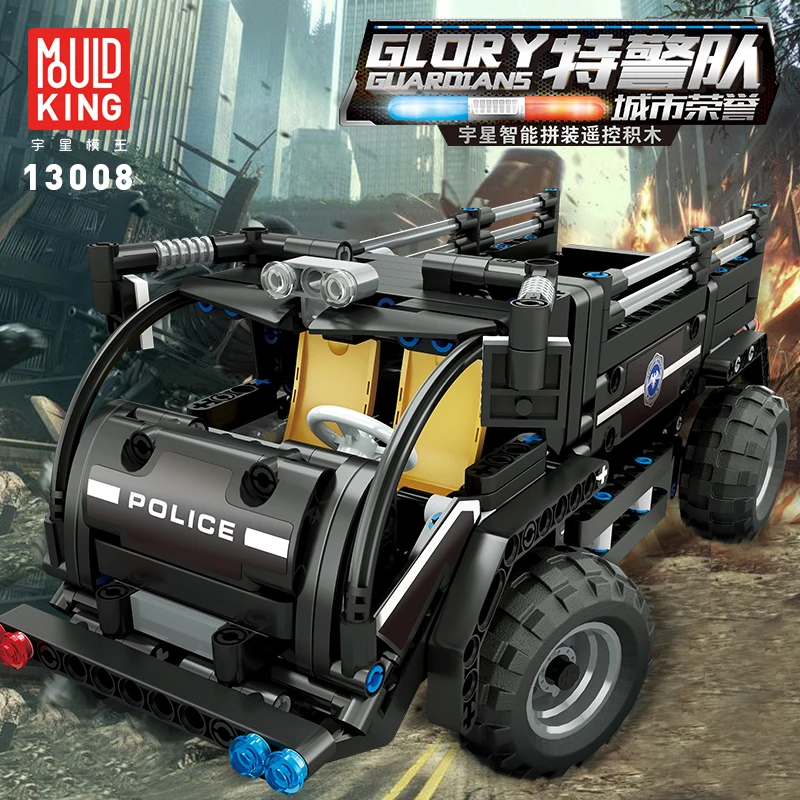 Форма King Technic 13008 Rc строительные полицейские блоки Glory Guardians электрический пульт