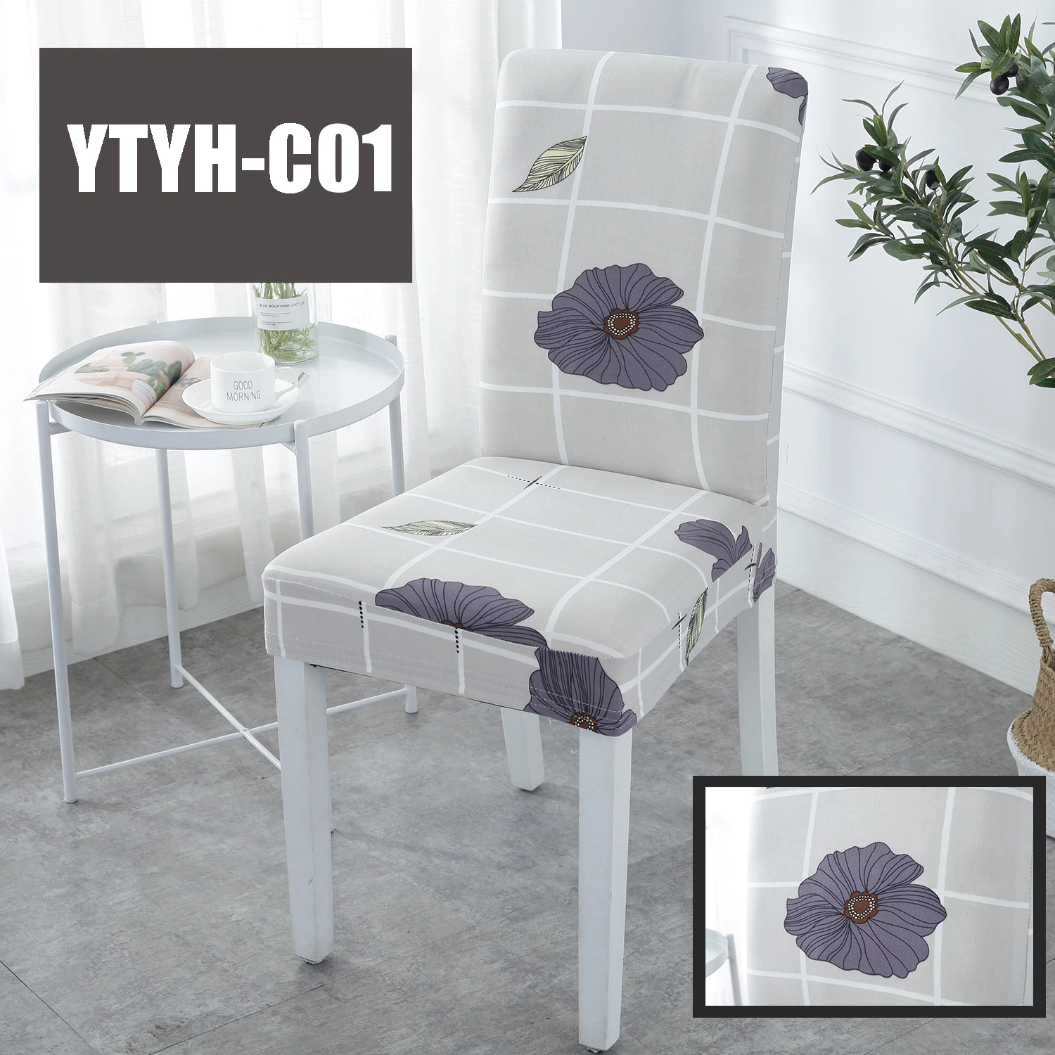 YTYH-C01 Падение Рождество Офис Цветочный узор чехлы на стулья для свадьбы Ресторан сиденье спандекс обеденный Банкетный чехол на стул Отель съемный - Цвет: YTYH-C01