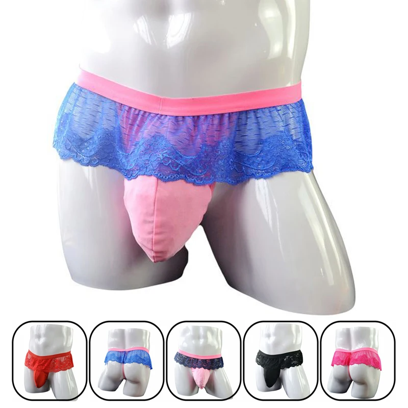 Трусы-стринги мужские прозрачные Эротическое нижнее белье кружевное с U-образным
