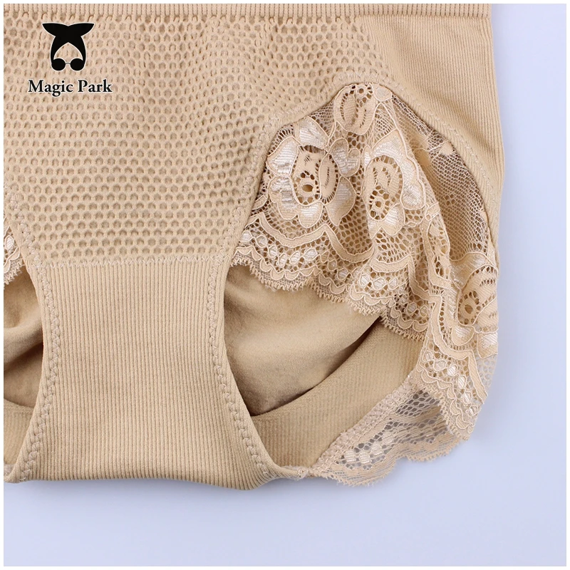 Magicpark Талия Живот Трусы ужимающие Корректирующее белье Кружево Мягкие Бесшовные